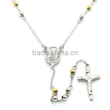 crucifix corpus necklace jewelry stainless steel 4MM beads necklace bulk rosaries jewelry beads prayer dongguan