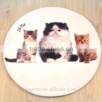 funny printed 60cm round bathmat with anti-slipping back cat design memory foam mat