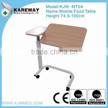 Arch shape steel frame adjustable hospital mobile dining table