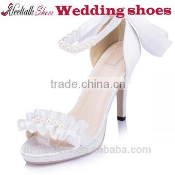 OEM Wholesale white wedding shoes ladies heels size 34-41 small order