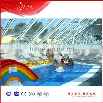 top school rainbow swimming pool slide for summer kids play