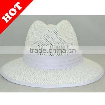 Natural color ladies millinery boater straw hat