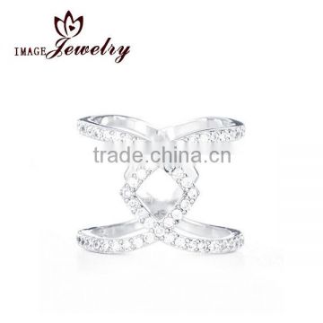 Customized 925 sterling silver Interlocking CZ double band