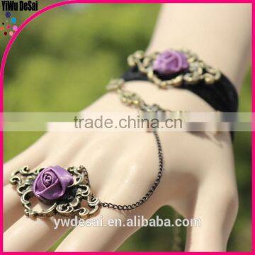 alloy bracelet Rose bud silk bracelet with ring fashion bracelet