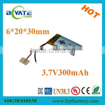 New Arrival 602030 300mAh 3.7v Polymer Battery Factory