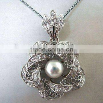 high fashion silver pearl pendant