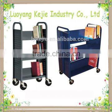 Fashional and modern design 3-layer book cart library rolling book cart used school furniture library furniture