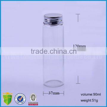 90ml cheap glass tube flat bottom with screw cap