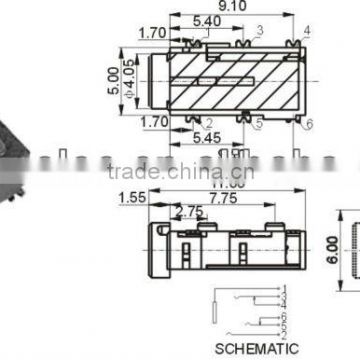 2.5mm headphone jack for mobile phone