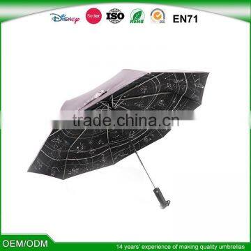 2016 gold-coated pongee promotional custom printed umbrella printed inside