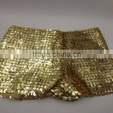 fashion sparkling gold sequin trim elastic stretch shorts