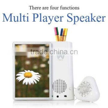 Multi player Speaker (4in1) / Speaker, Microphone, Pen case, Frame/microphone speaker/mini laptop speaker