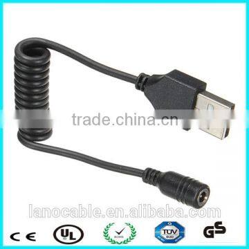 Spring cord usb charger cable to dc 3.5 mm female jack