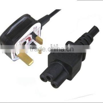 UK power cord plug 13A Fused with IEC C5 connector