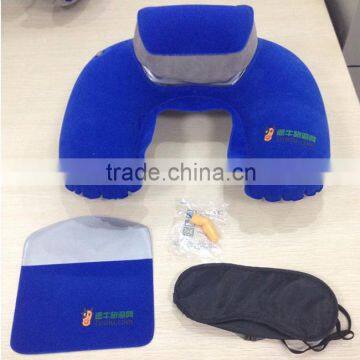 Travel Pillow Set Comes With Cotton U-shaped Pillow,eye Mask,packing Pouch in Blue