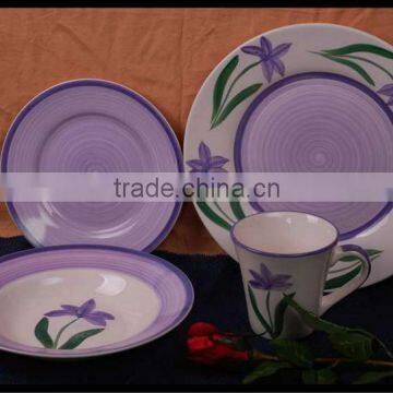 purple hand painted tulip stoneware crockery dinnerware sets wholesale