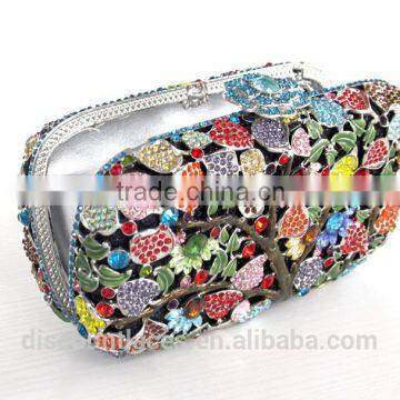 Wedding Bridal Crystal Rhinestone Evening Clutch Bags Purse Flower Colorful Handbags photo-3