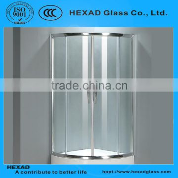 1/4 CIRCLE SIMPLE TEMPERED GLASS SHOWER BOX with Hardware Accessories