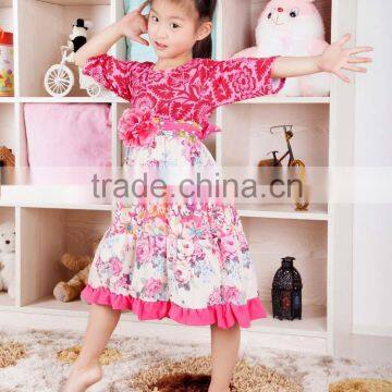 wholesale cheap baby girl clothes flower decoration designer one piece cotton sweet baby girl baby dress new style