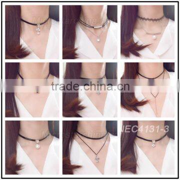 2016 Fashion Black Velvet Layer Chain Stretch Tattoo Choker Necklace Gold Layered Chain Necklace Quality Choice photo-2