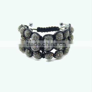 Three Rows Shamballa Bracelets Black Rope Bracelet KSHLXL-82