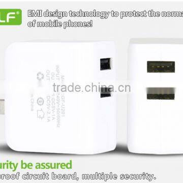 Golf Cellphone Charger Dual USB Cell Phone Charger 5v 2.1a/1a Good Quality Mobile Phone Charger