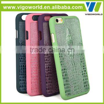 3D deisgn Croco pattern PU lagging coating pc cover for iphone 6