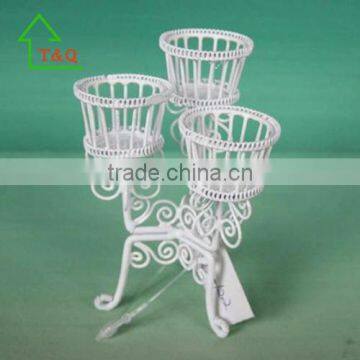 Dolls House Miniature Furniture White Wire Plant Stand Multi Planter