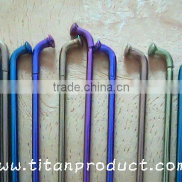 Titanium Spoke for Bicycle Gold, Blue, Titanium and Purple