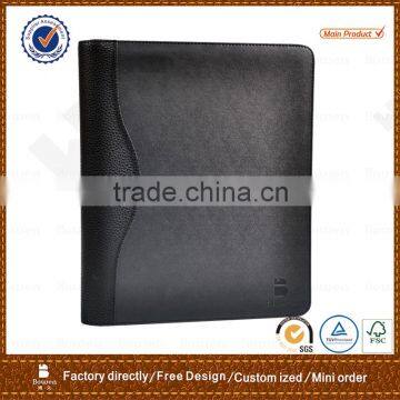 black leather portfolio folder/ office folder with document slot