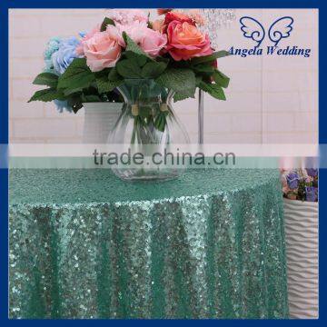 SQ001MA Whole sale low price metallic mesh sequence wedding mint green sequin table cloth