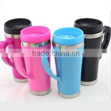 16oz Customized color Acrylic plastic outer stainless steel Vase travel mug