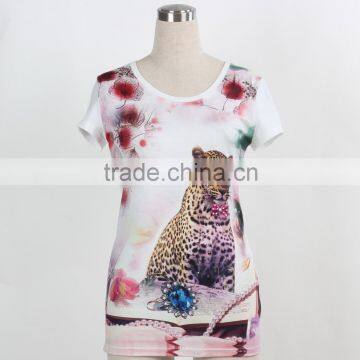 F5S10009 Womans Short Print T Shirt Pattern Design China Factory