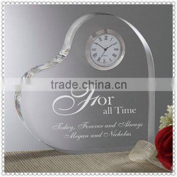 Wedding Heart Shape Glass Clocks For Guests Souvenir