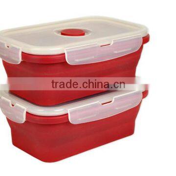 Oven Safe Foldable Red Silicone food Container Set of 2