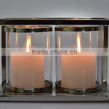 Steel Pillar Candle Holder with Glass Chimney for Home decoration ca015