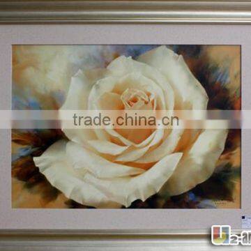 White rose flower pictures frame painting on bedroom