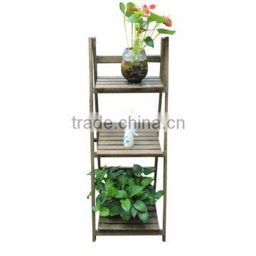 Wooden Dark Garden 3 Tier Shelf Plant Pot Rack Stand