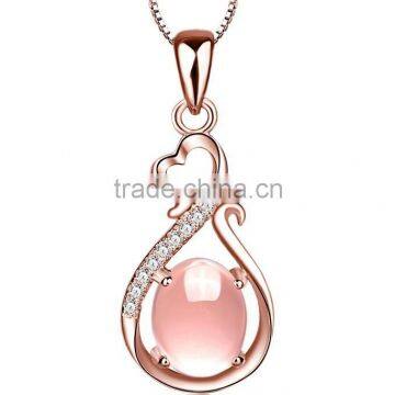 925 sterling silver women favorite gemstone jewelry rose quartz pendant jewelry charm