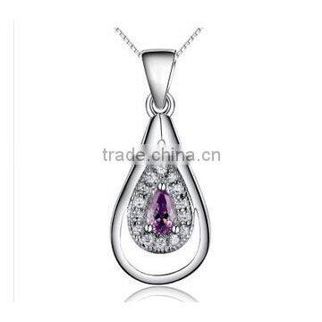 tear drop shaped simple design long style 925 silver fancy pendant designs for girls