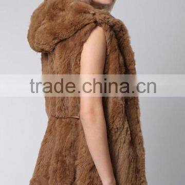 rabbit fur vest with hood custom made accept