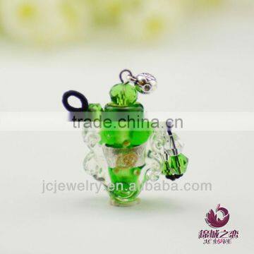 murano glass perfume wish Bottle imitation jewelery Semi-finished Pendant necklace with rose