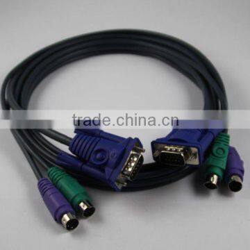 High Quality KVM Cable with VGA,USB AM/BM,3.5MM Stereo