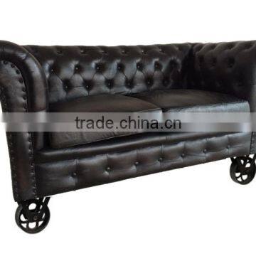 chesterfield sofa genuine leather on wheels , Industrial sofa Design