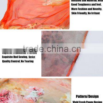 Yiwu Arrows Premium Lady Women Girls Summer Sun Protection Shawl Scarf Wraps Peony Flower Pattern photo-5