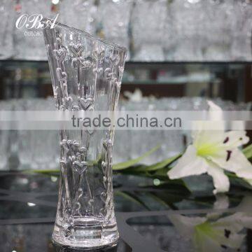 High quality transparent table top practical type pair heart glass vase for Home Decor