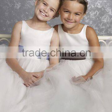 A-Line Customized Satin Organza Top Tank Zipper Back Flower Girl Dress FGZ33 Girls Dresses