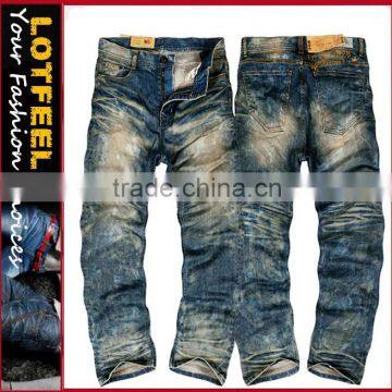 vintage wash dirty washed jeans pants mens high quality denim jeans pant (LOTM189)