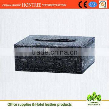 excellent design retro grain genuine leather tissue box for hotel