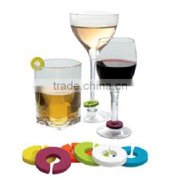 2016 New Products Funny Round Silicone Wine Charms/Glasses Markers